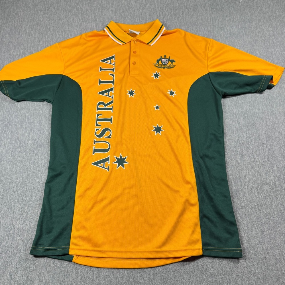 Oz Designs Polo Shirt Mens 3XL Yellow Australia Coat of Arms Southern Cross Golf